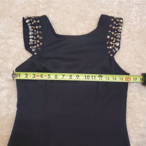 Aramodu Black Mini Sheath Dress with Shoulder Studs, Size Brazil 42 - US 8 - Picture 3 of 10